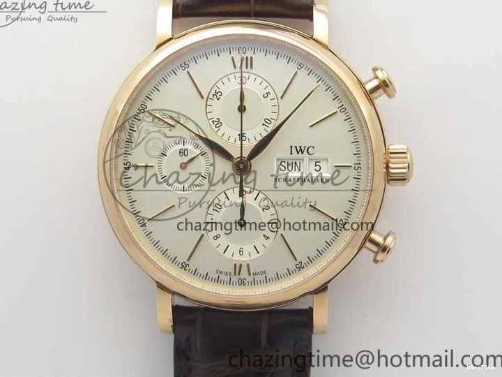 MIROTIME 0411 Efficient Portofino Chrono RG ZF 1:1 Best Edition White Dial on Brown Leather Strap A 7151